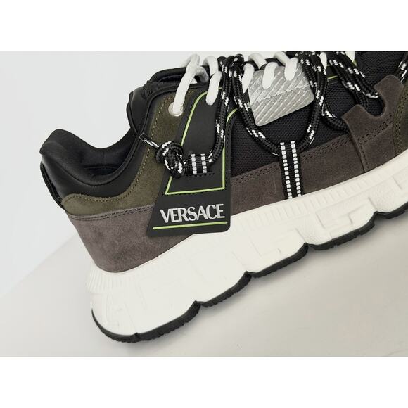 Versace Men\'s Greca Sneakers Gray/Green 10 US (43 Euro) IT 1021490 IT NIB main image 14